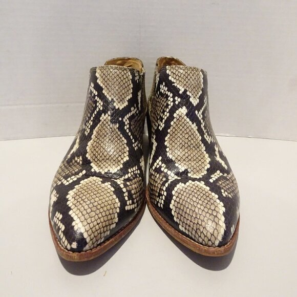 Madewell Leather Python Embossed Cuban Heel Booties Brown Size 7 Slip On Snake - Picture 1 of 4